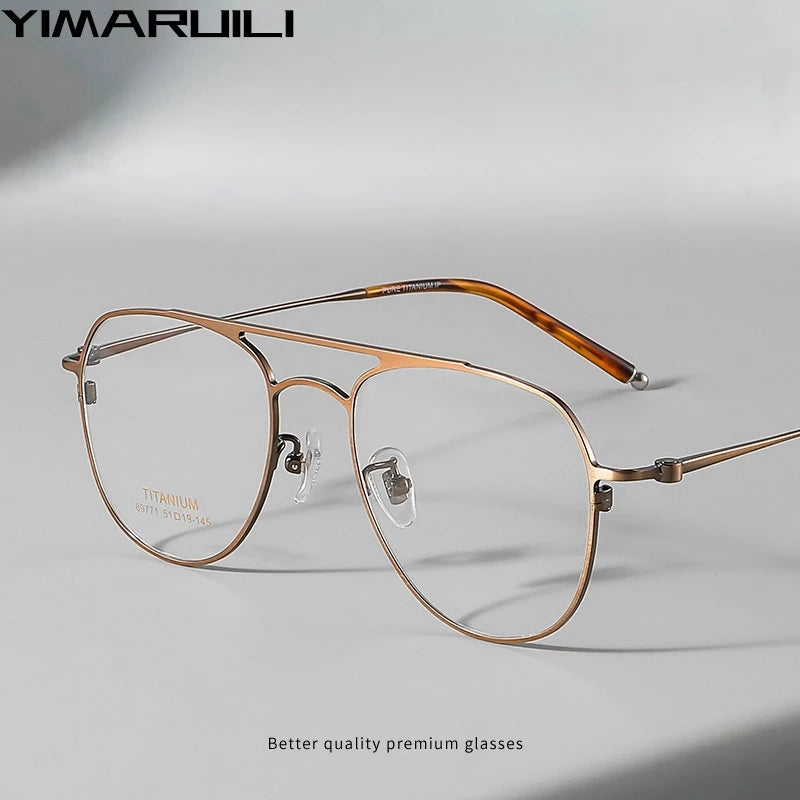 Yimaruili Unisex Full Rim Oval Double Bridge Titanium Eyeglasses 89771