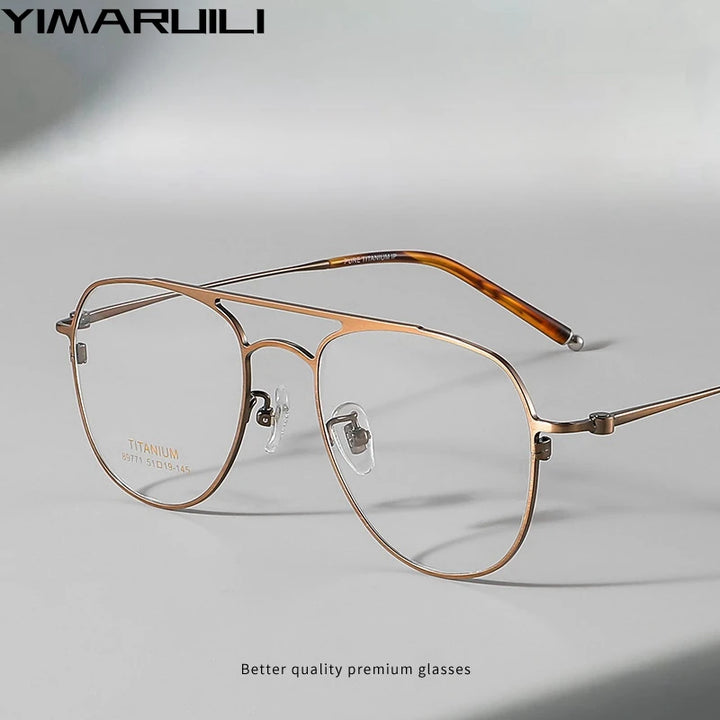 Yimaruili Unisex Full Rim Oval Double Bridge Titanium Eyeglasses 89771