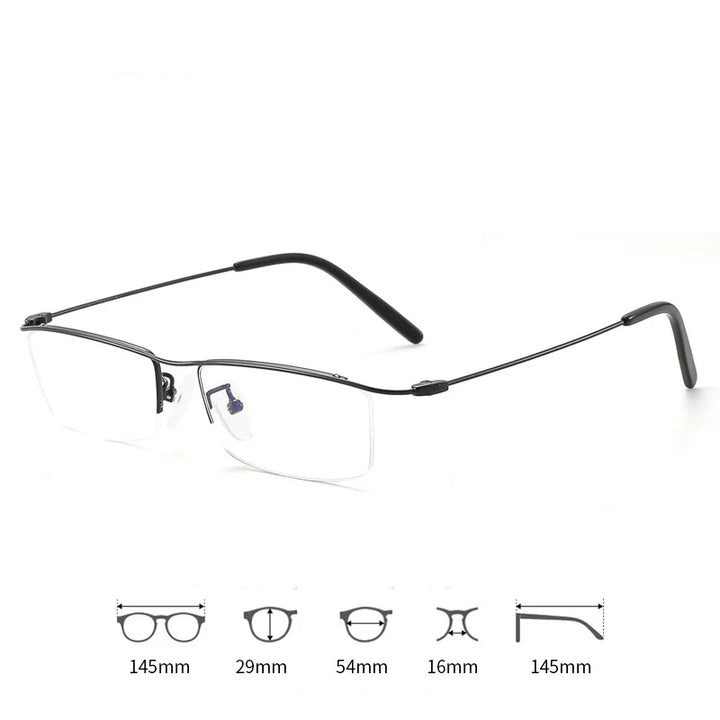 Hdcrafter Unisex Semi Rim Browline Square Titanium Eyeglasses 6688 Semi Rim Hdcrafter Eyeglasses