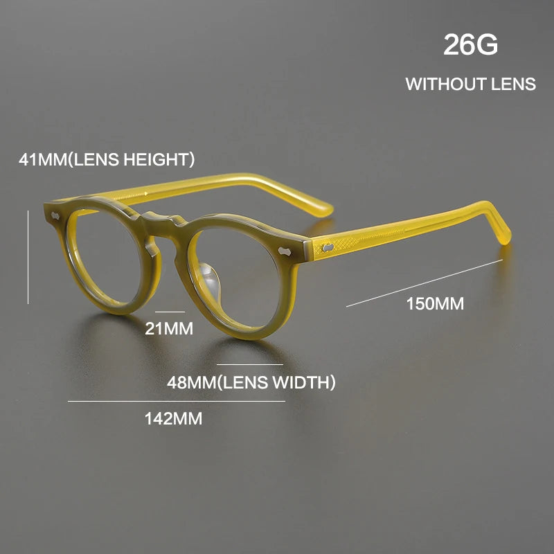 Gatenac Unisex Full Rim Round Acetate Eyeglasses Gxyj-1173 Full Rim Gatenac