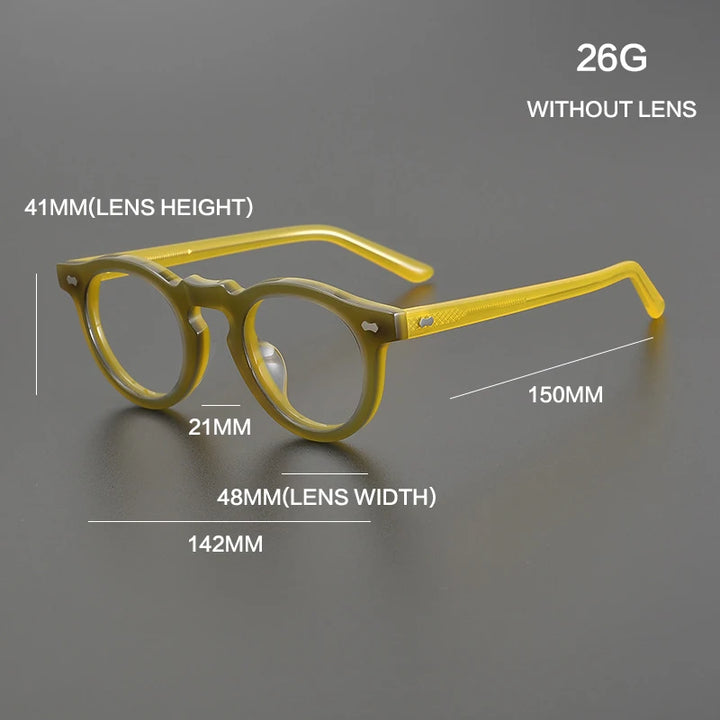 Gatenac Unisex Full Rim Round Acetate Eyeglasses Gxyj-1173 Full Rim Gatenac