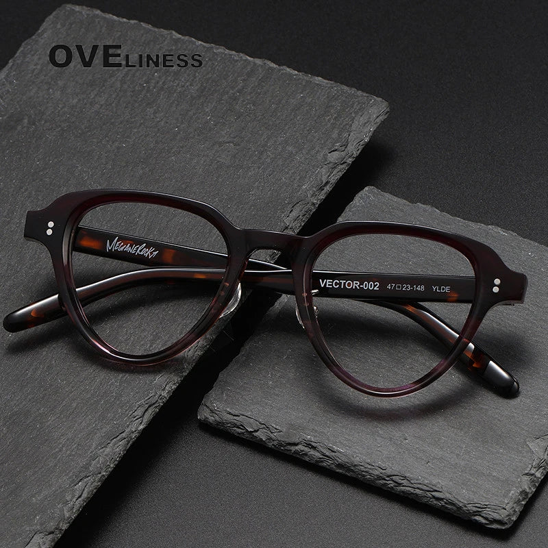 Oveliness Unisex Full Rim Flat Top Oval Acetate Eyeglasses V002 Full Rim Oveliness   