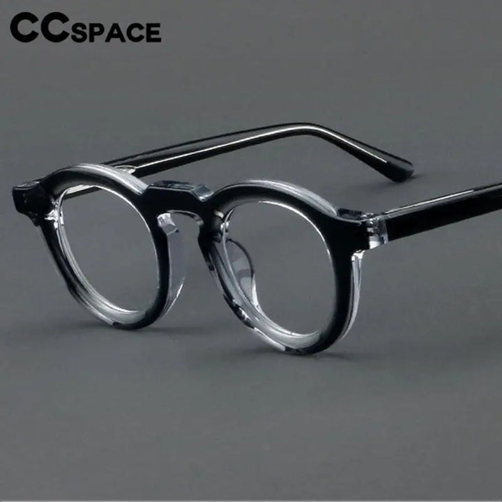 CCspace Unisex Full Rim Round Acetate Eyeglasses 57431 Full Rim CCspace