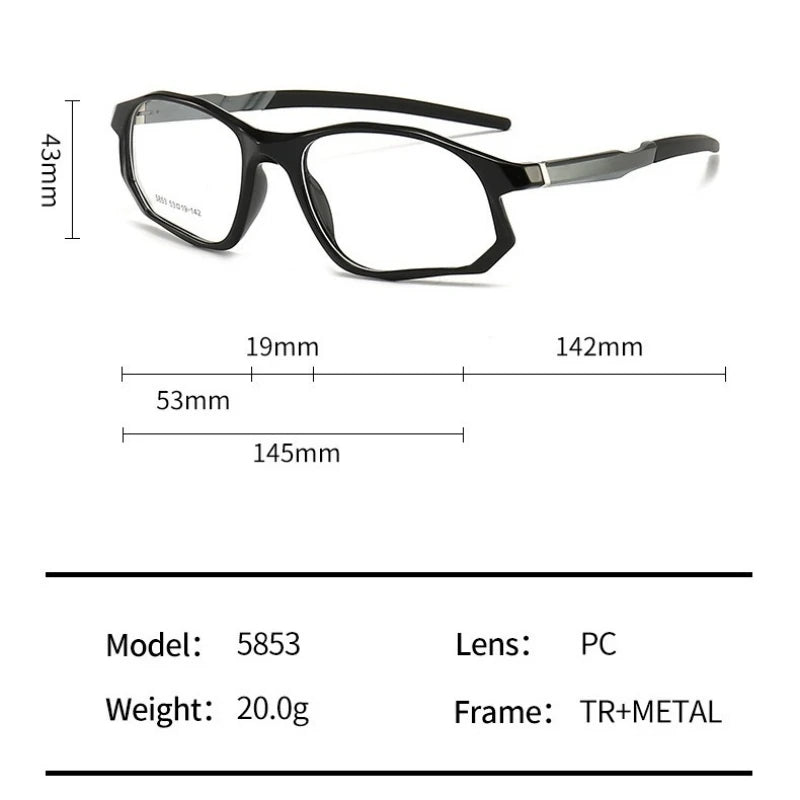 Yimaruili Unisex Full Rim Square Tr 90 Aluminum Sport Eyeglasses 5853