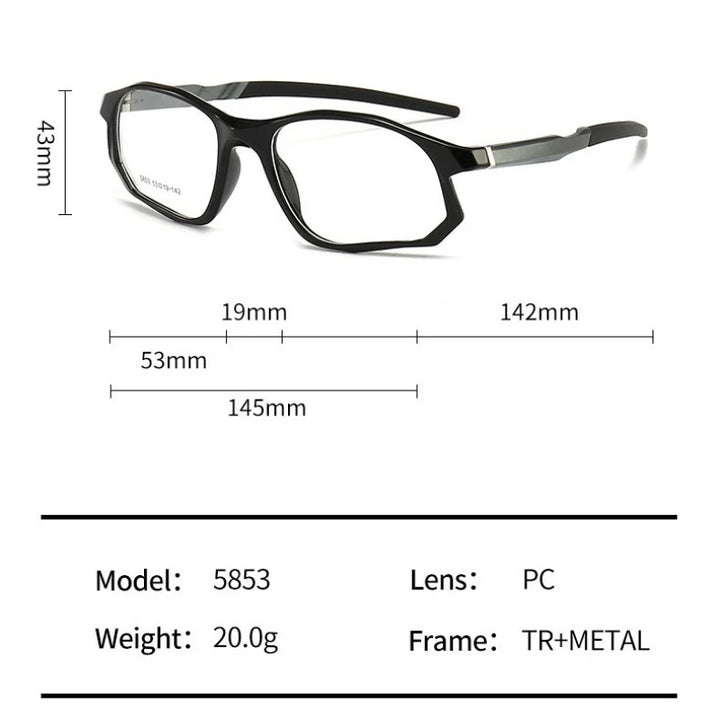 Yimaruili Unisex Full Rim Square Tr 90 Aluminum Sport Eyeglasses 5853
