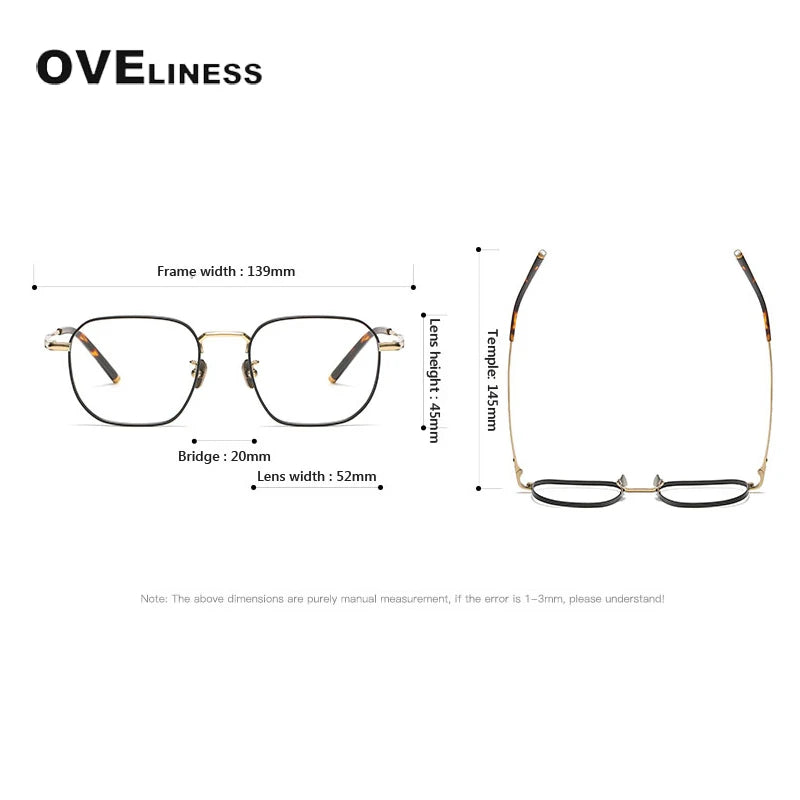 Oveliness Unisex Full Rim Square Titanium Eyeglasses 80881 Full Rim Oveliness   