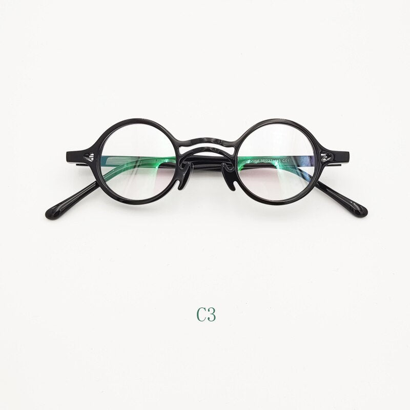Yujo Unisex Full Rim Small Round Titanium Acetate Eyeglasses Or Polarized Sunglasses Full Rim Yujo C3 China