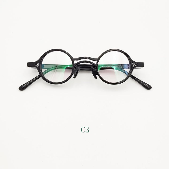 Yujo Unisex Full Rim Small Round Titanium Acetate Eyeglasses Or Polarized Sunglasses Full Rim Yujo C3 China