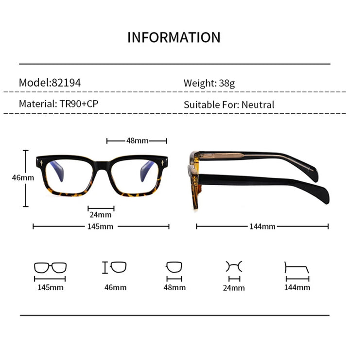 Xbora Unisex Full Rim Square Thick Tr 90 CP Eyeglasses  82194
