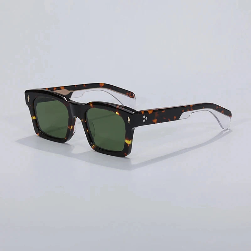Hewei Unisex Full Rim Square Acetate Sunglasses 0023 Sunglasses Hewei tortoise-green as picture 