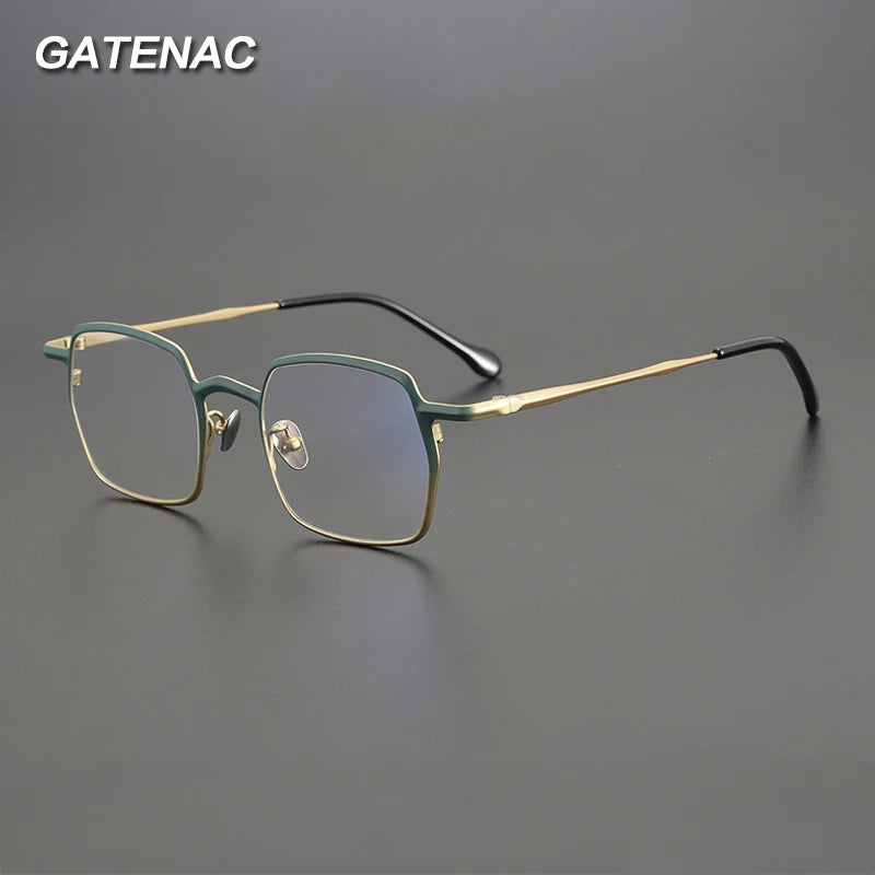 Gatenac Unisex Full Rim Square Titanium Eyeglasses Gxyj1456 Full Rim Gatenac