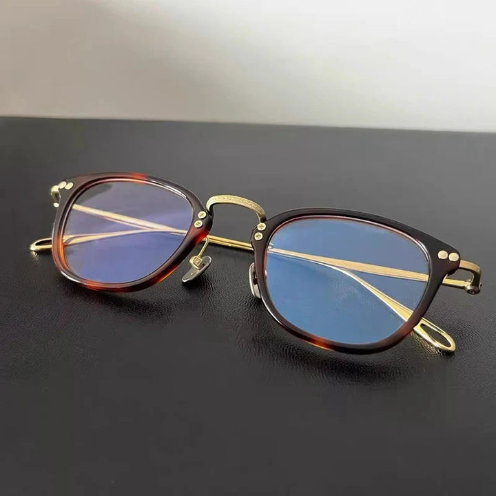 Black Mask Unisex Full Rim Square Titanium Acetate Eyeglasses 65955
