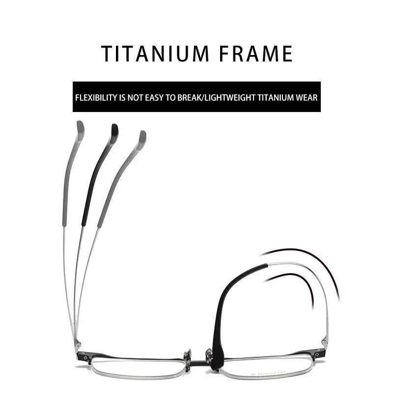 Vicky Unisex Semi Rim Square Titanium Reading Glasses V20261 Reading Glasses Vicky