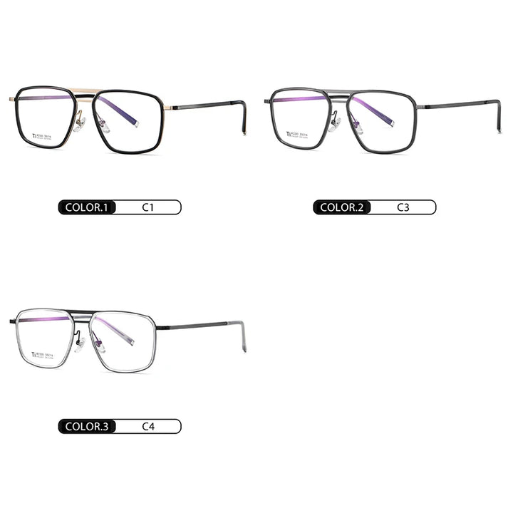 Hotony Unisex Full Rim Square Double Bridge Titanium Acetate Eyeglasses 72320 Full Rim Hotony