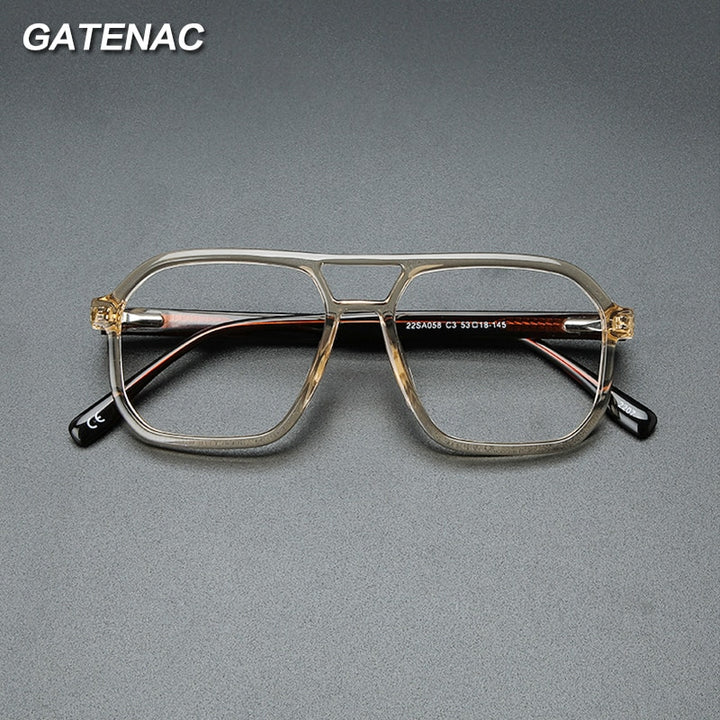 Gatenac Unisex Full Rim Square Double Bridge Acetate Eyeglasses Gxyj1099 Full Rim Gatenac