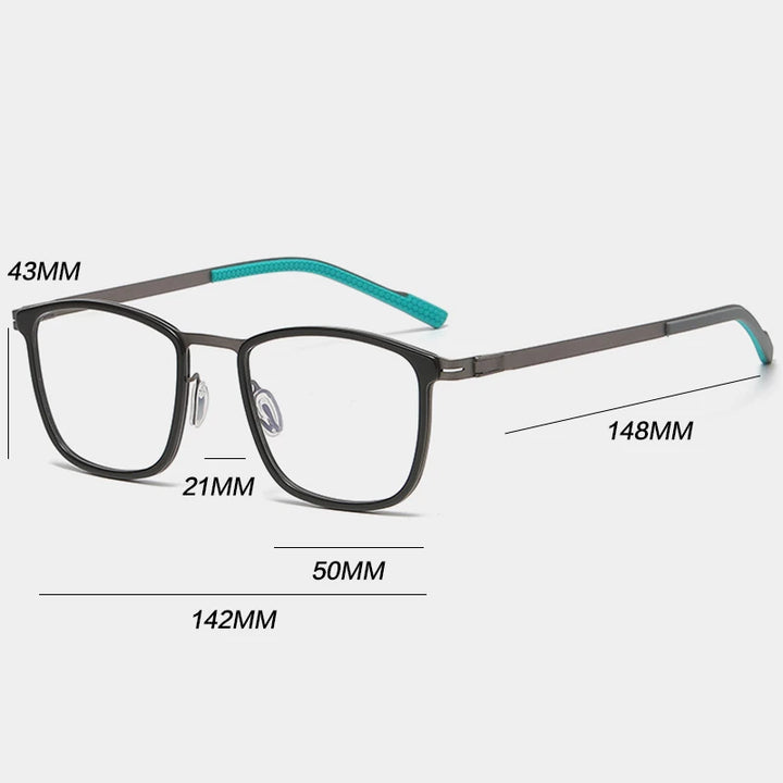 Gatenac Unisex Full Rim Square Screwless Alloy Eyeglasses Gxyj1152 Full Rim Gatenac