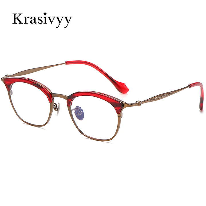 Krasivyy Women's Full Rim Oval Square Titanium Acetate Eyeglasses Full Rim Krasivyy