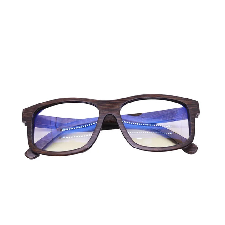 Hdcrafter Unisex Full Rim Square Bamboo Wood Eyeglasses 56191 Full Rim Hdcrafter Eyeglasses black