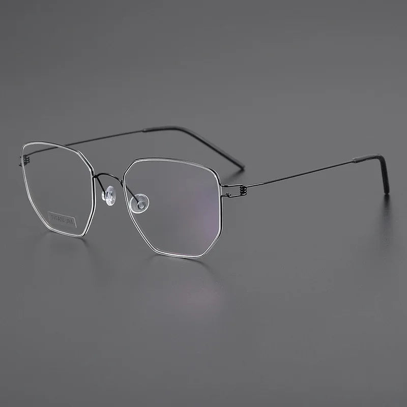 Black Mask Unisex Full Rim Irregular Polygon Screwless Titanium Eyeglasses 14020 Full Rim Black Mask Black  