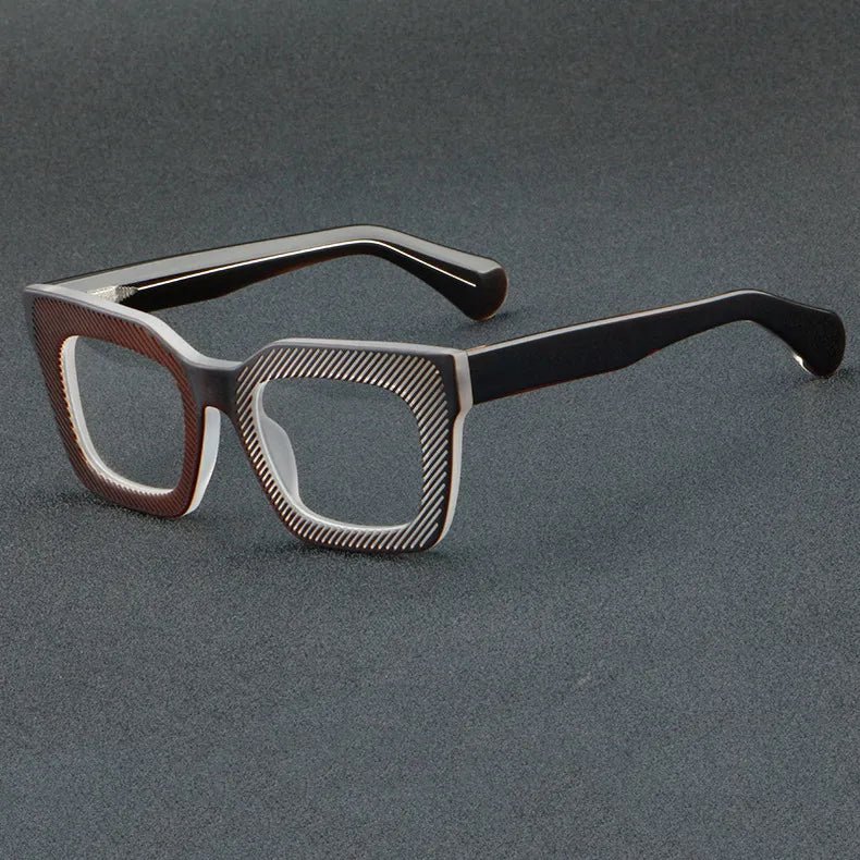 CCspace Unisex Full Rim Square Acetate Eyeglasses 56911 Full Rim CCspace C3Brown