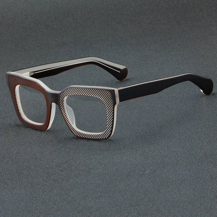 CCspace Unisex Full Rim Square Acetate Eyeglasses 56911 Full Rim CCspace C3Brown