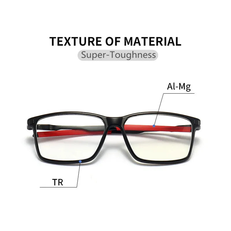 Kocolior Unisex Full Rim Square Tr 90 Aluminium Hyperopic Reading Glasses 5832 Reading Glasses Kocolior