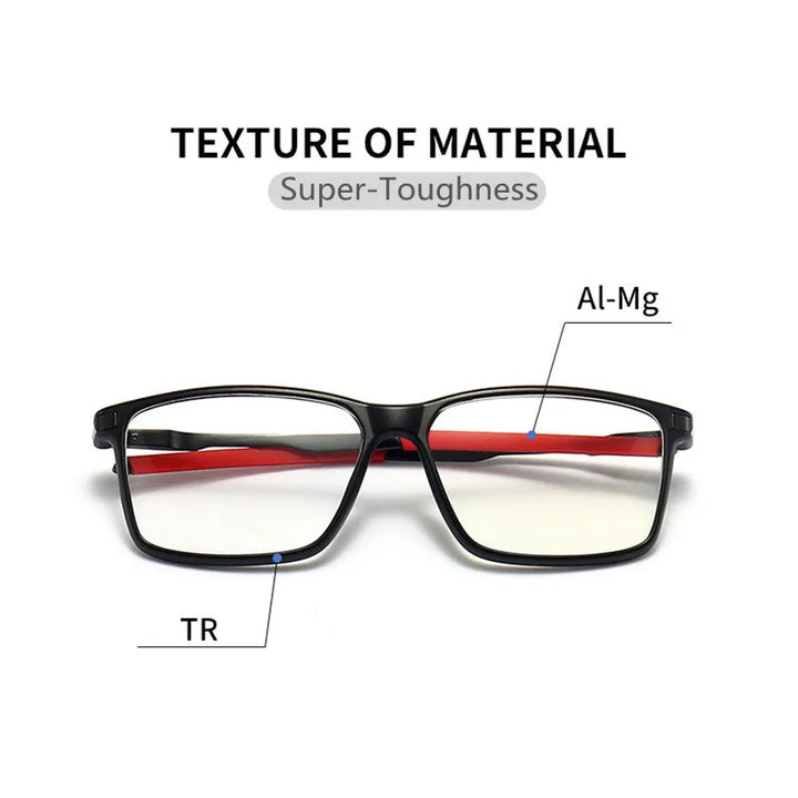 Kocolior Unisex Full Rim Square Tr 90 Aluminium Hyperopic Reading Glasses 5832 Reading Glasses Kocolior
