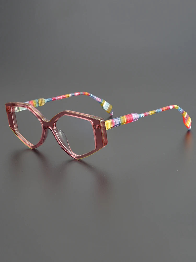 Nobler Unisex Full Rim Irregular Oval Cat Eye Acetate Eyeglasses 19256 Full Rim Nobler