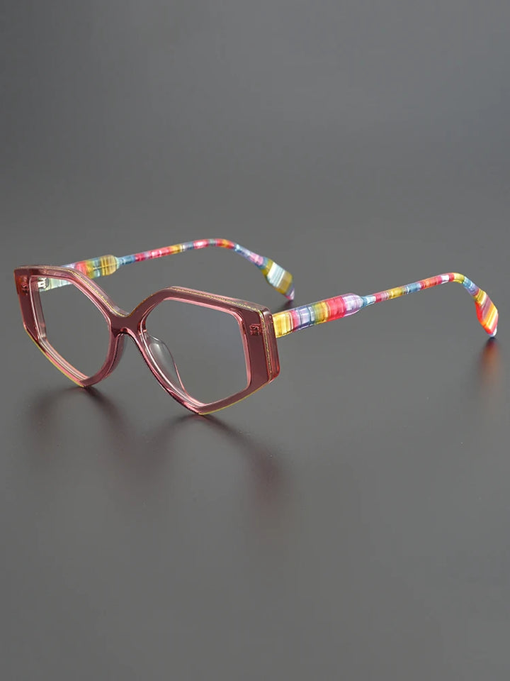 Nobler Unisex Full Rim Irregular Oval Cat Eye Acetate Eyeglasses 19256 Full Rim Nobler