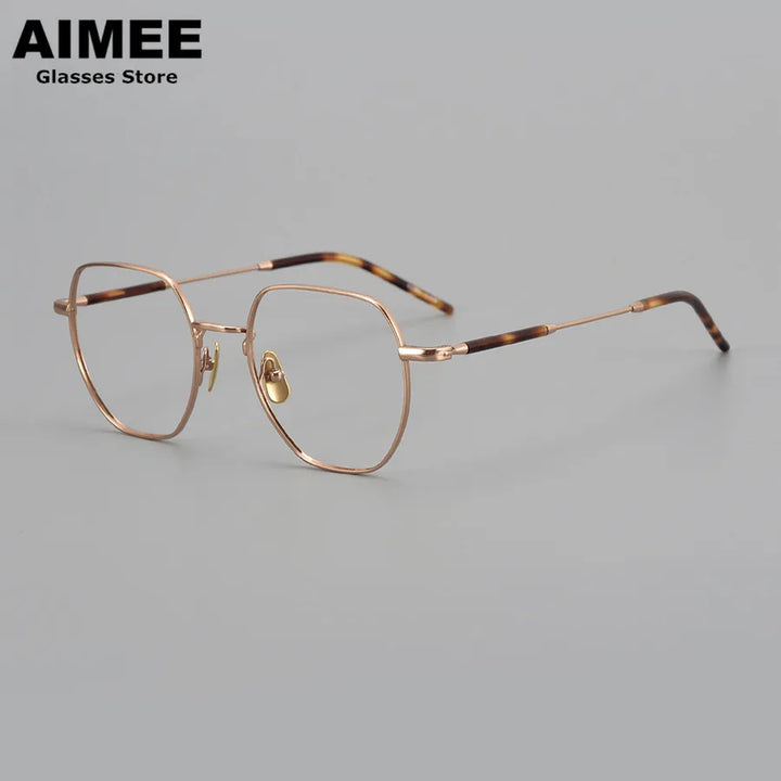 Aimee Unisex Full Rim Flat Top Polygon Oval Titanium Eyeglasses 236649