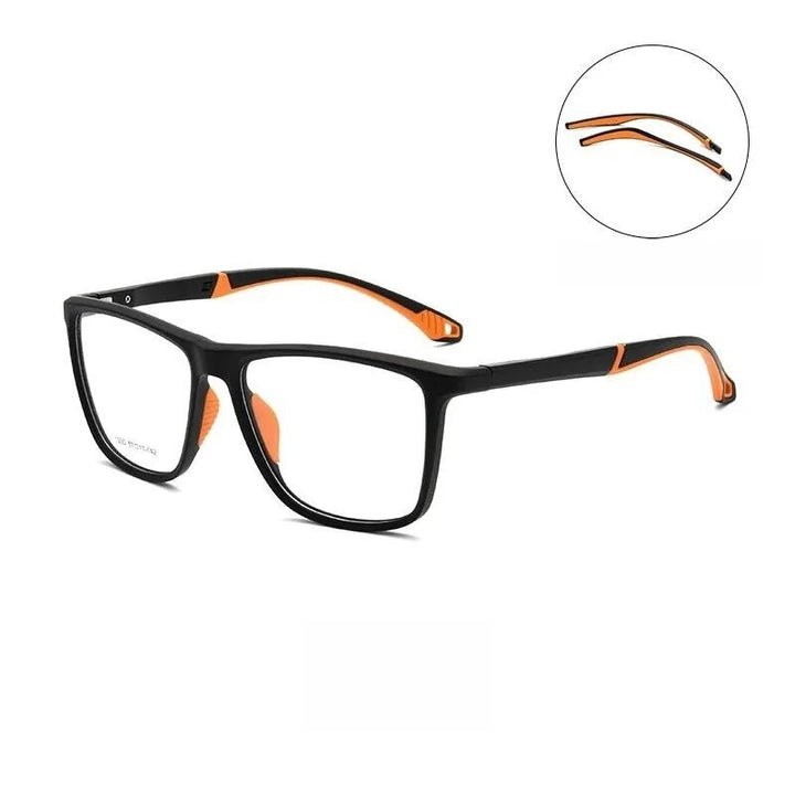 Yimaruili Men's Full Rim Square Tr 90 Sport Eyeglasses Y1230d Full Rim Yimaruili Eyeglasses Black Orange  