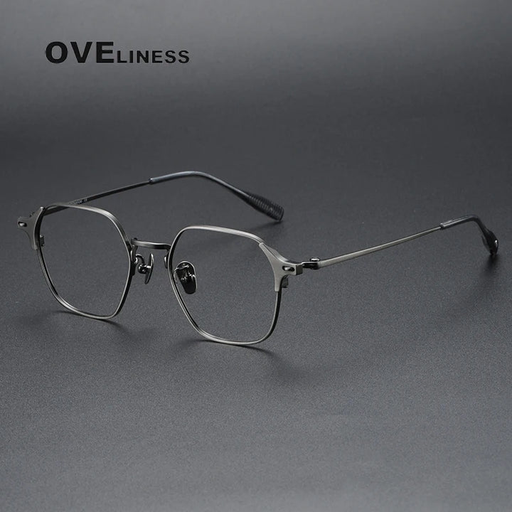Oveliness Unisex Full Rim Polygon Titanium Eyeglasses 8110 Full Rim Oveliness gun  