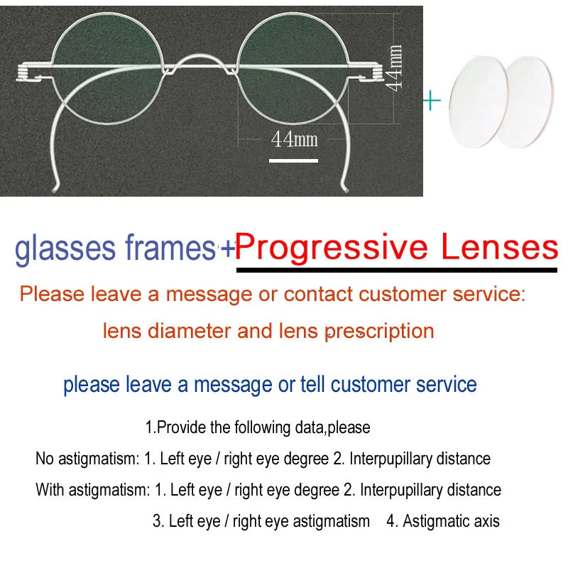 Yujo Unisex Full Rim Round Stainless Steel Custom Eyeglasses Y4042 Full Rim Yujo Progressive44 CHINA