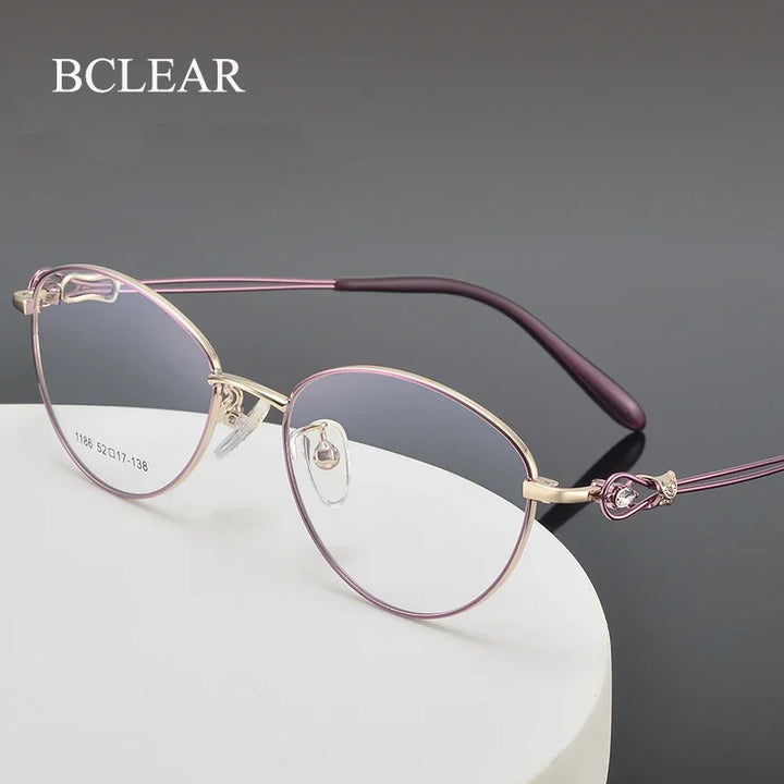 Bclear Women's Full Rim Oval Cat Eye Alloy Eyeglasses 61186