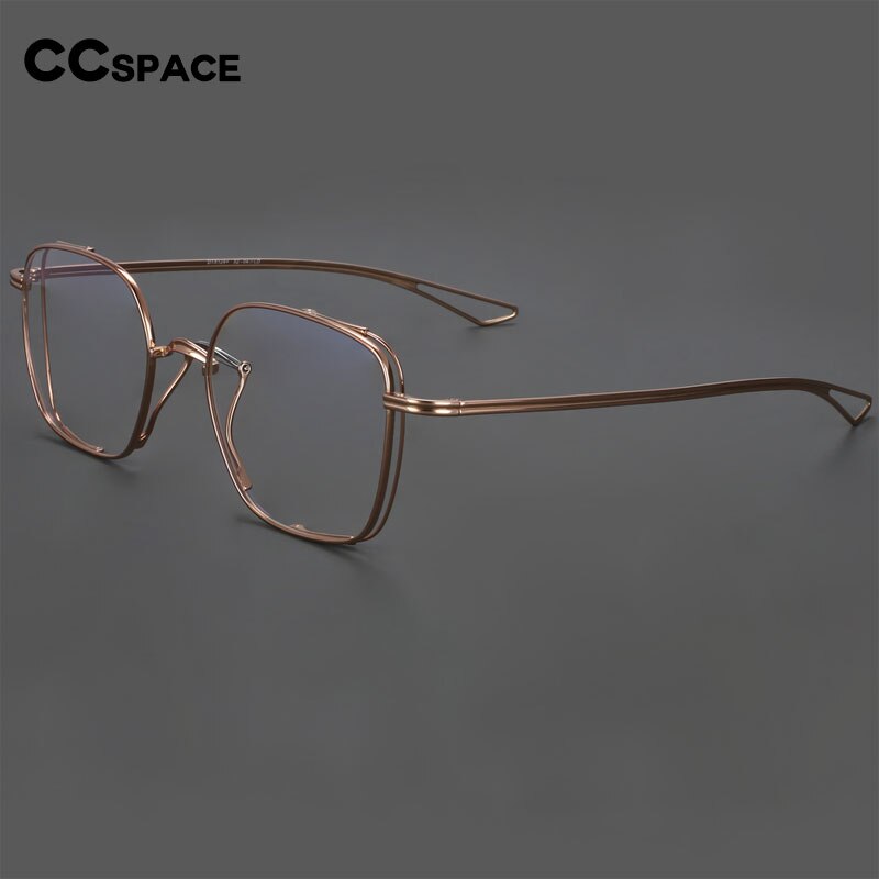 CCspace Unisex Full Rim Square Hand Crafted Titanium Eyeglasses 55921 Full Rim CCspace