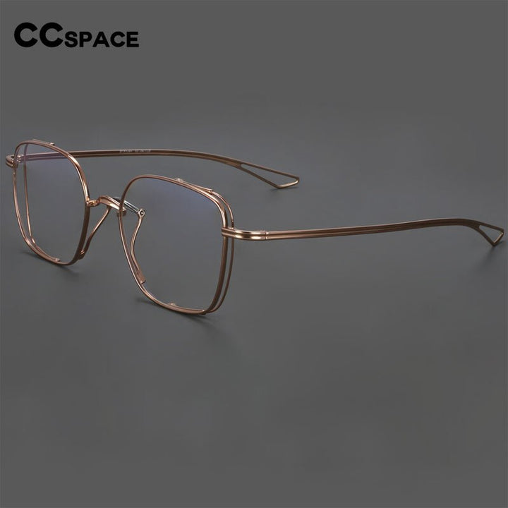CCspace Unisex Full Rim Square Hand Crafted Titanium Eyeglasses 55921 Full Rim CCspace