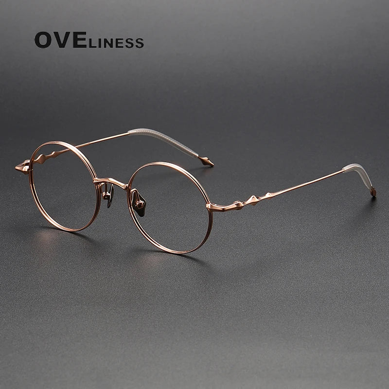 Oveliness Unisex Full Rim Round Titanium Eyeglasses 4619 Full Rim Oveliness rose gold  