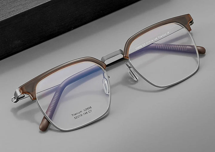 Reven Jate Unisex Full Rim Browline Square Titanium Eyeglasses 2606 Full Rim Reven Jate