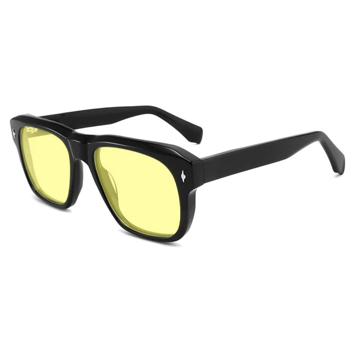 Gatenac Unisex Full Rim Square Polarized Acetate Sunglasses Mo16 Sunglasses Gatenac Black Yellow