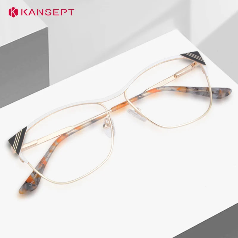 Kansept Women's Full Rim Oval Cat Eye Alloy Tr 90 Reading Glasses 53749