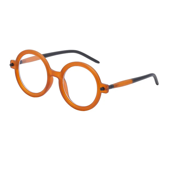 Kocolior Unisex Full Rim Round Acetate Hyperopic Reading Glasses 86602 Reading Glasses Kocolior Orange 0