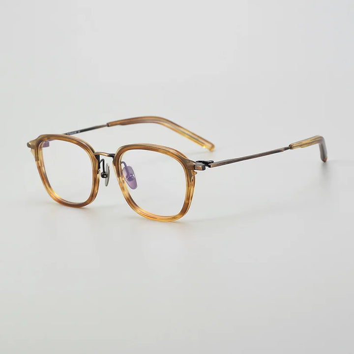 Black Mask Unisex Full Rim Square Acetate Titanium Eyeglasses 915110