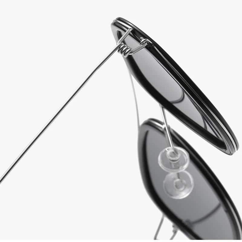 Black Mask Unisex Full Rim Square Double Bridge Titanium Sunglasses 8205 Full Rim Black Mask