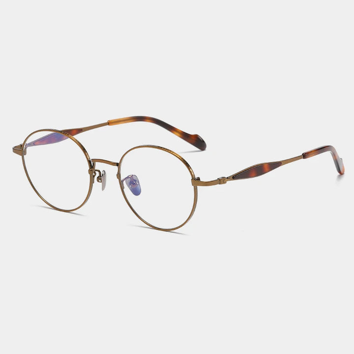 Gatenac Unisex Full Rim Round Titanium Eyeglasses Gxyj1160 Full Rim Gatenac Bronze