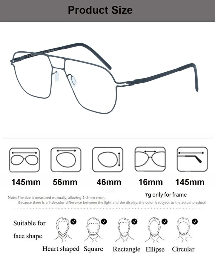 Aimee Unisex Full Rim Double Bridge Square Steel Eyeglasses14616