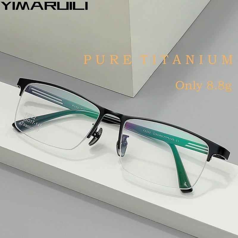Yimaruili Men's Semi Rim Square Titanium Eyeglasses Y2322 Semi Rim Yimaruili Eyeglasses
