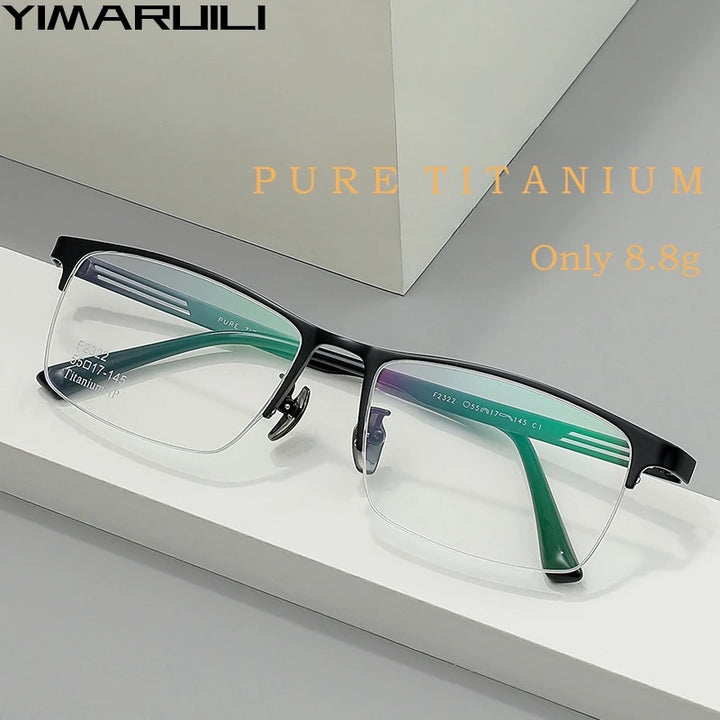 Yimaruili Men's Semi Rim Square Titanium Eyeglasses Y2322 Semi Rim Yimaruili Eyeglasses