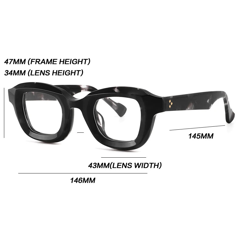 Gatenac Unisex Full Rim Square Acetate Eyeglasses Gxyj1145 Full Rim Gatenac