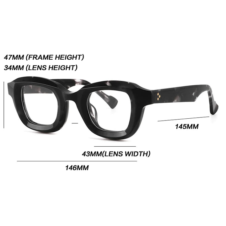 Gatenac Unisex Full Rim Square Acetate Eyeglasses Gxyj1145 Full Rim Gatenac