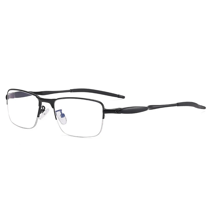 CCspace Unisex Semi Rim Small Square Tr 90 Titanium Eyeglasses 57236 Semi Rim CCspace C1Black